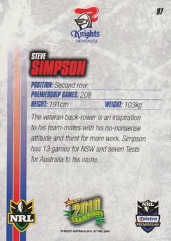 2010 NRL Champions #097 Steve Simpson Back